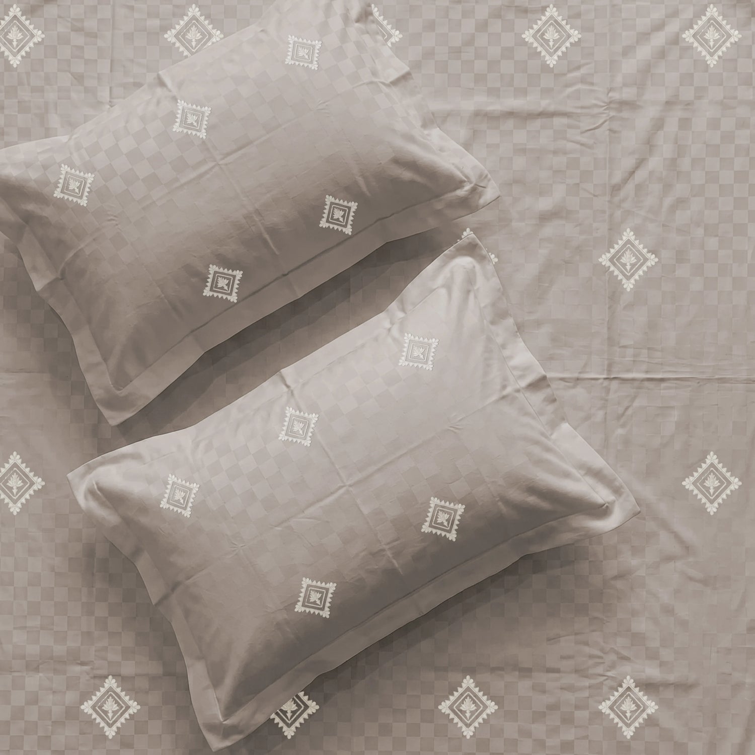 300 TC Super Soft King Bedsheet, Premium Embroidery Bedsheet - Diamond Soft Brown