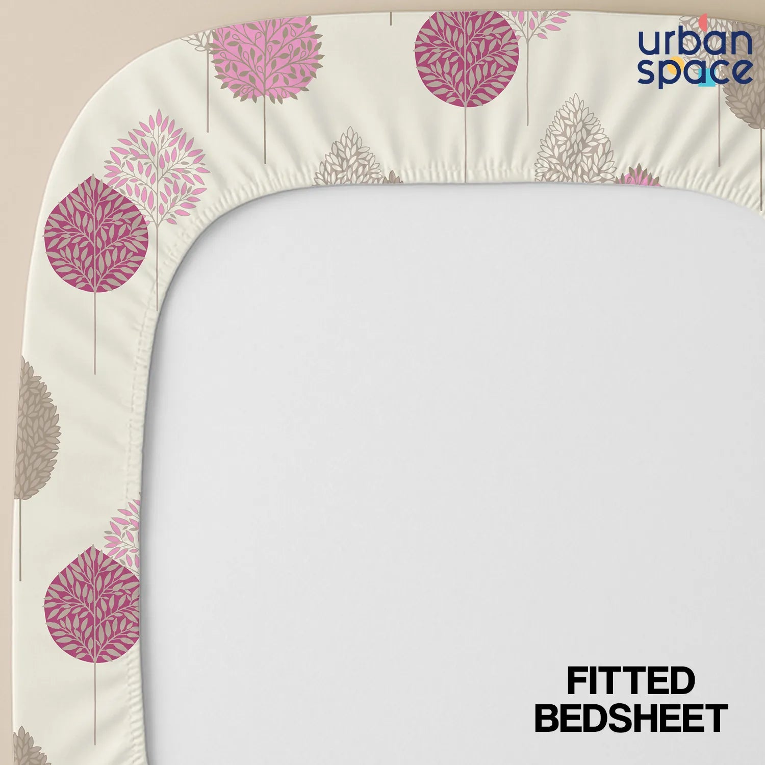 Serene 200 TC 100% Cotton Bedsheet with Pillow Covers - Drops Pink