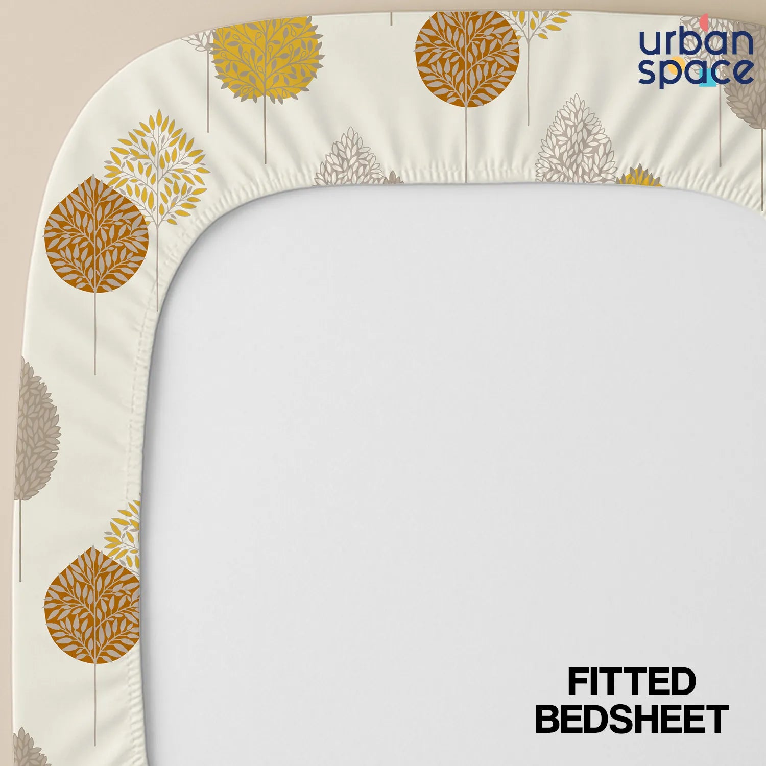 Serene 200 TC 100% Cotton Bedsheet with Pillow Covers - Drops Mustard