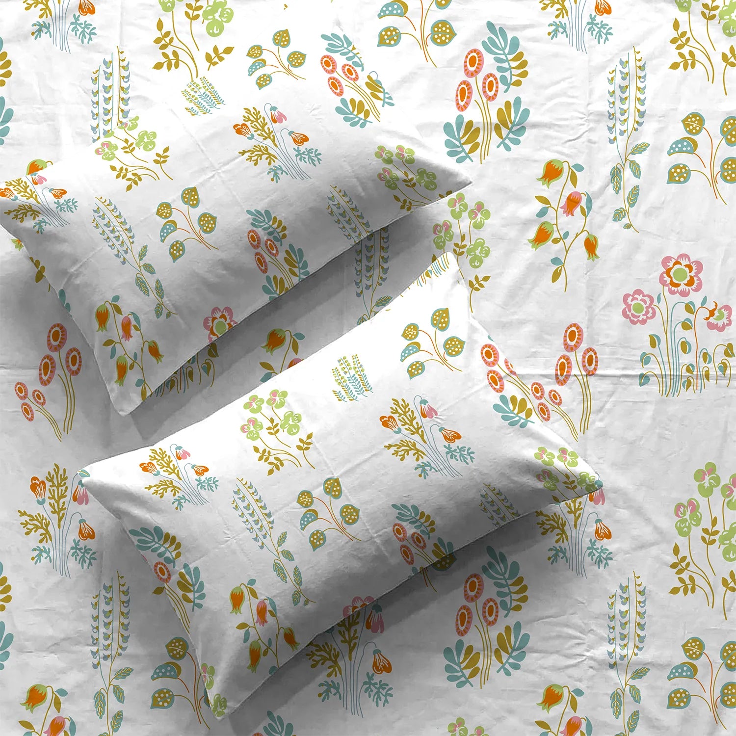 Serene 200 TC 100% Cotton Bedsheet with Pillow Covers - Eden White