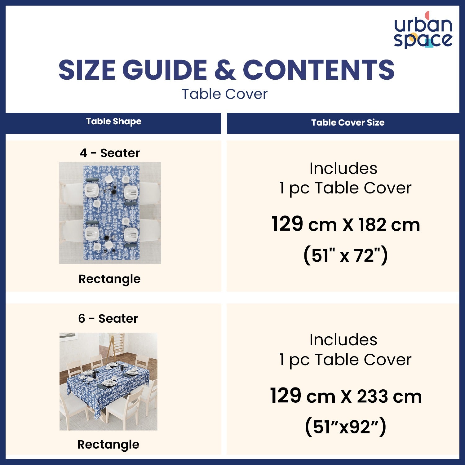 Digital Printed Table Cover - Water Resistant, Full Size Table Cloth