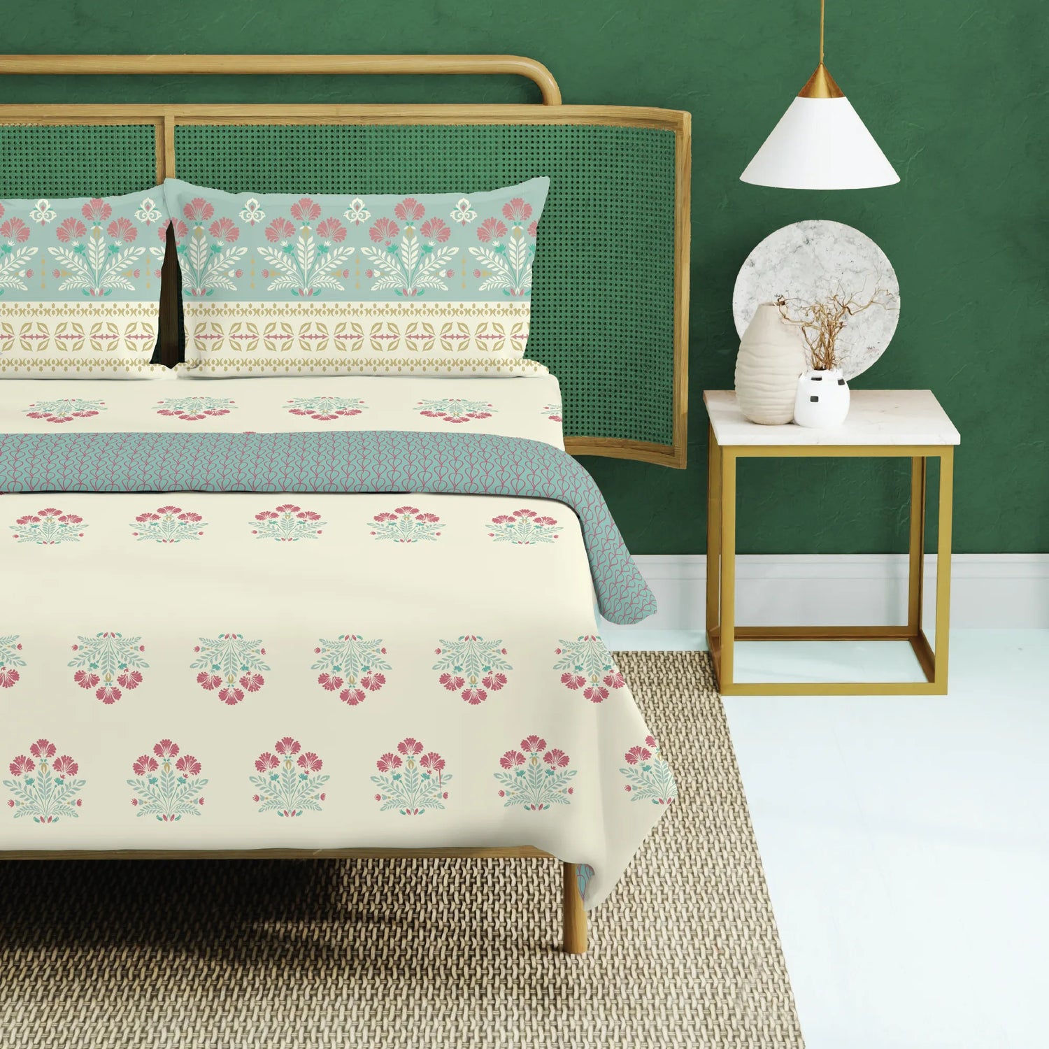 Cotton Bedsheet + Cotton AC Dohar Combo Pack - Malhaar Dusty Blue