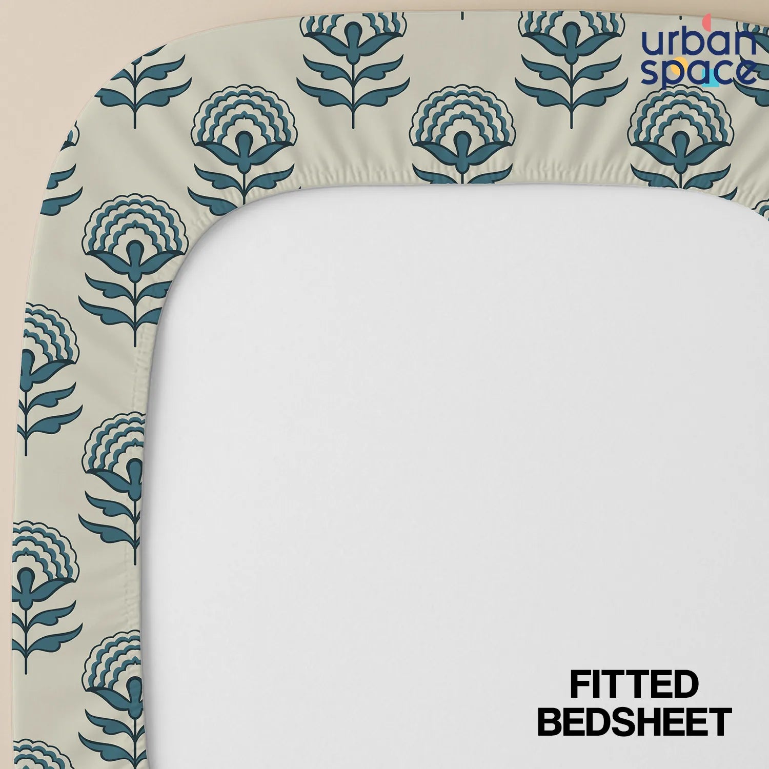 Fitted King Size Cotton Bedsheet - Florabell Blue