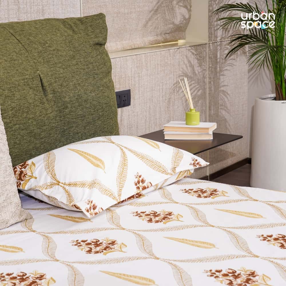 Fitted King Size Cotton Bedsheet - Floral Moroccan - Brown