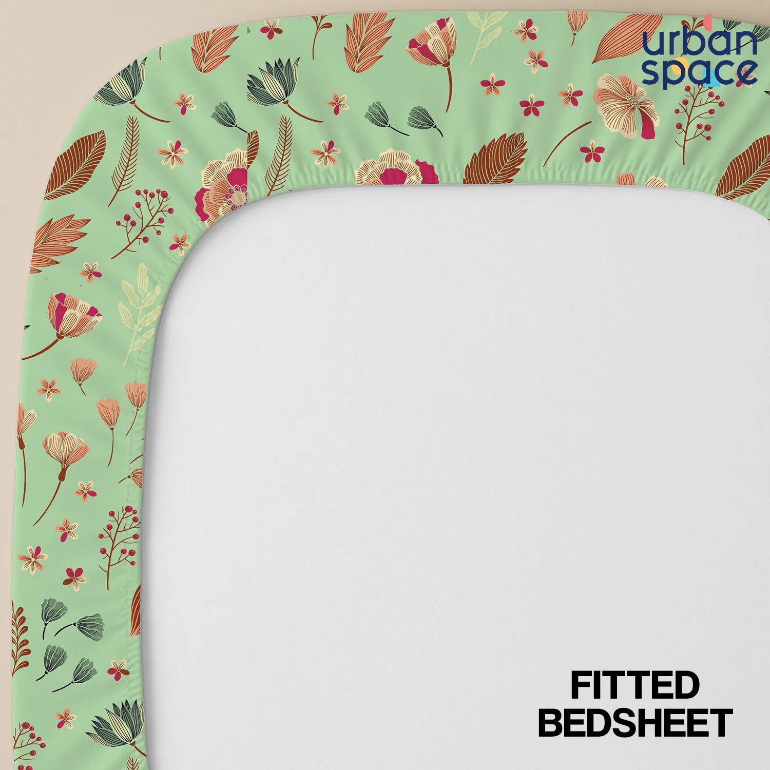 Fitted King Size Cotton Bedsheet - Florence Sage Green