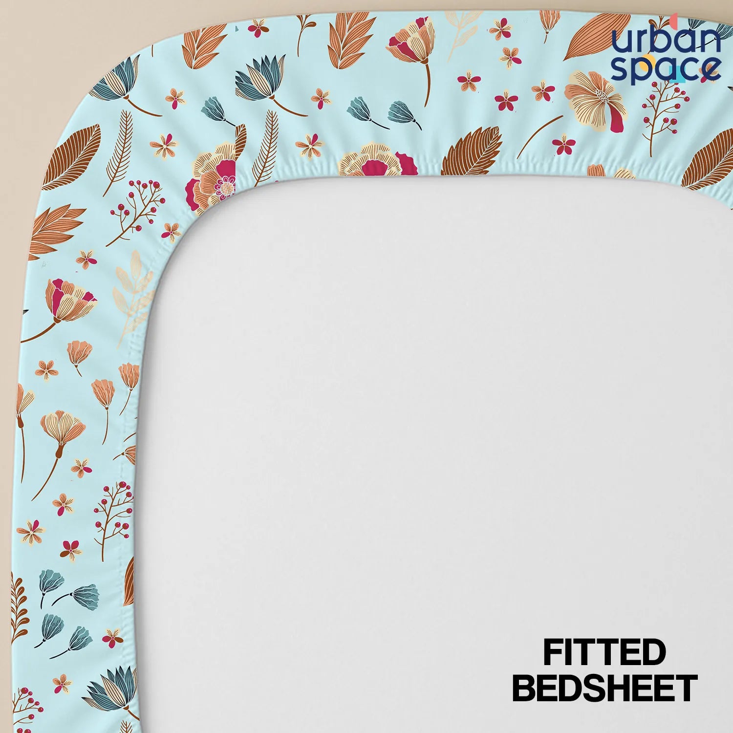 Fitted King Size Cotton Bedsheet - Florence Sky Blue