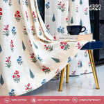 Cotton Curtains + Cotton Table Cover - (Combo 2 - High Garden Red + High garden Red)