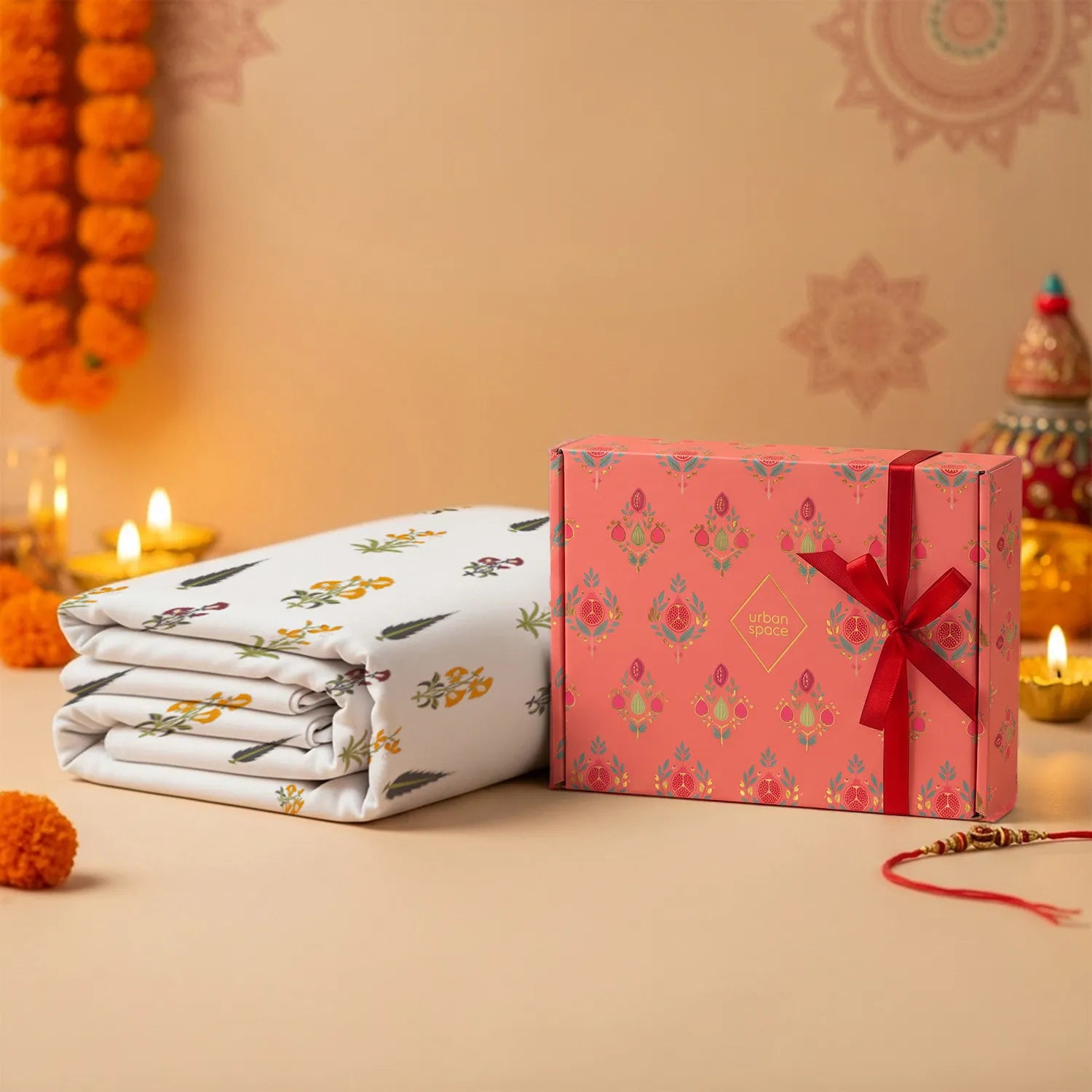 200 TC 100% Cotton Bedsheet Set in Gift Box - High Garden Yellow