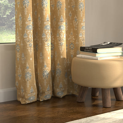 Blackout Curtains, Digital Printed Curtains, Pack of 2 Curtains - Imperial Mustard