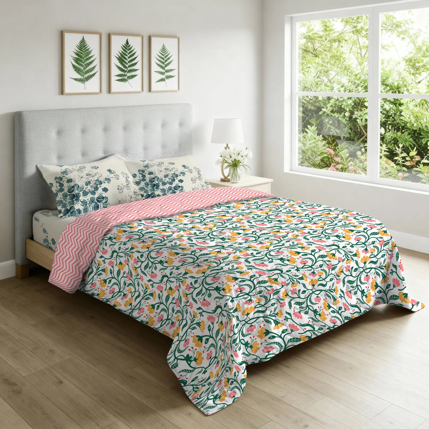 Cotton Bedsheet + AC Blanket Combo Pack - (Combo 27 - Kashmir+ Majestic Aqua bedsheet)