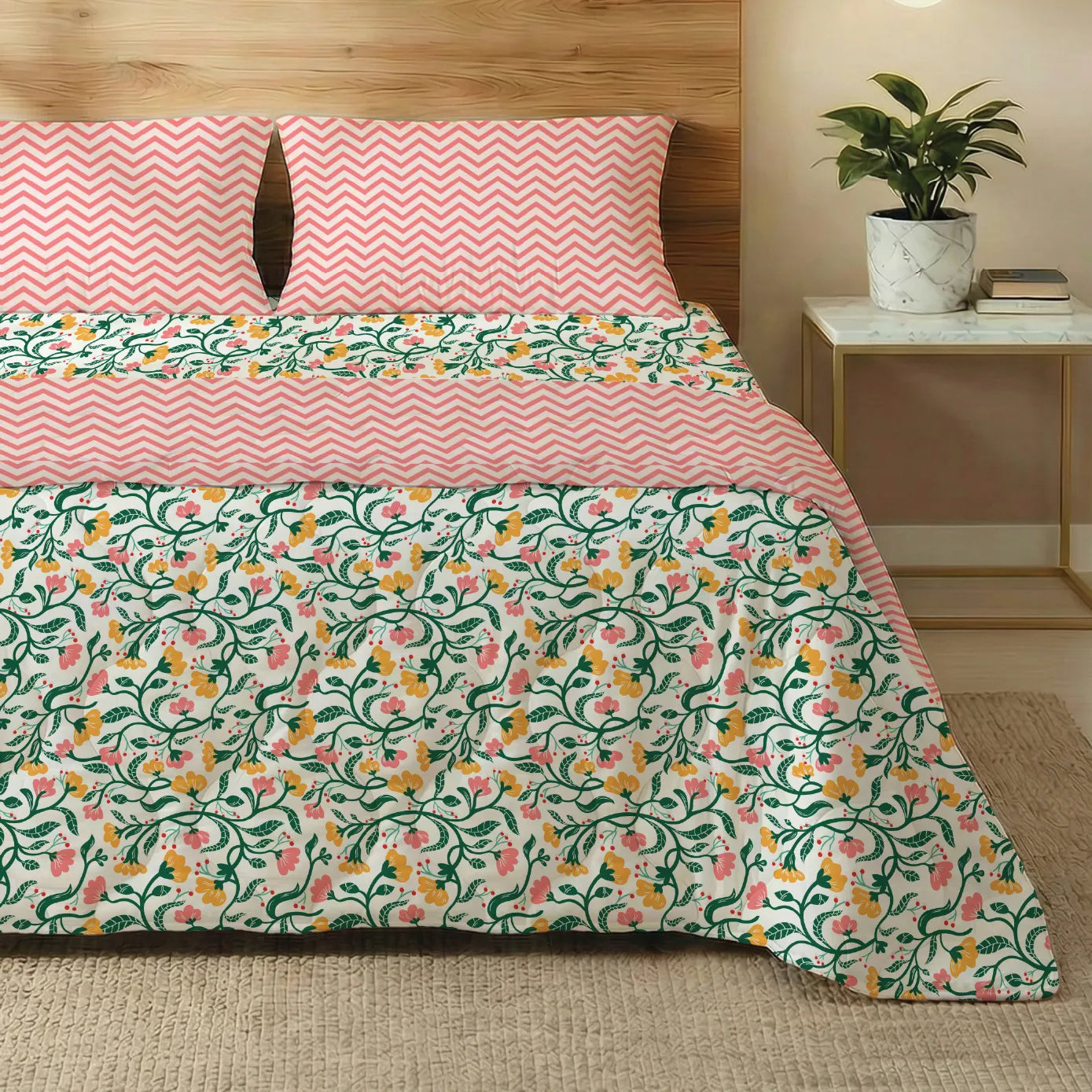 Microfiber Bedsheet + AC Microfiber Dohar Combo Pack - Kashmir