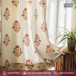 Cotton Curtains + Cotton Table Cover - (Combo 4 - Liberty Maroon + Liberty Maroon)