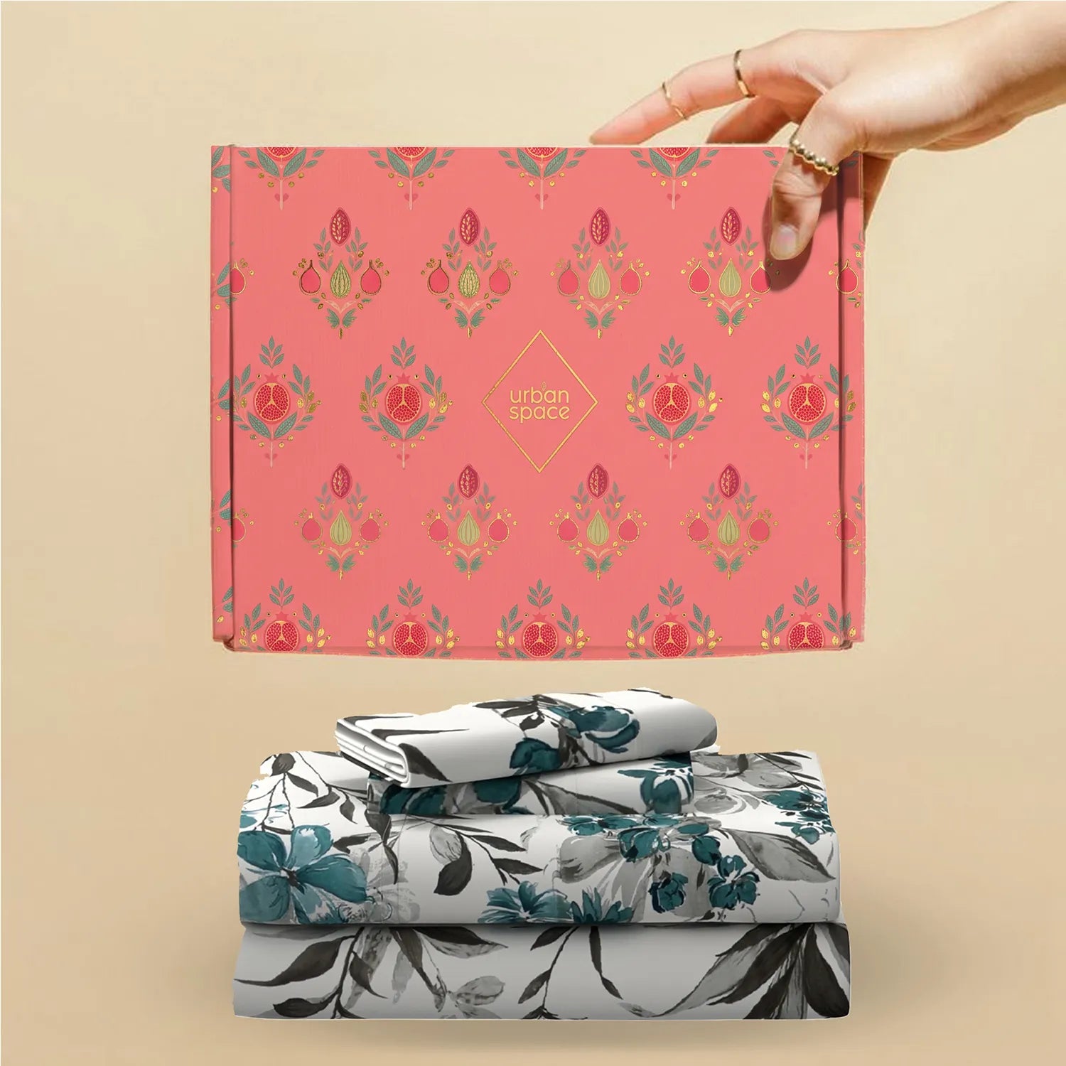 200 TC 100% Cotton Bedsheet Set in Gift Box - Majestic Aqua