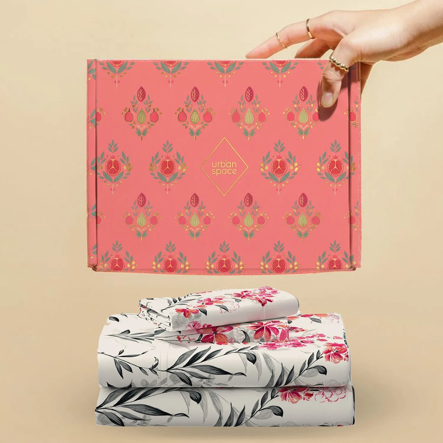 200 TC 100% Cotton Bedsheet Set in Gift Box - Majestic Pink