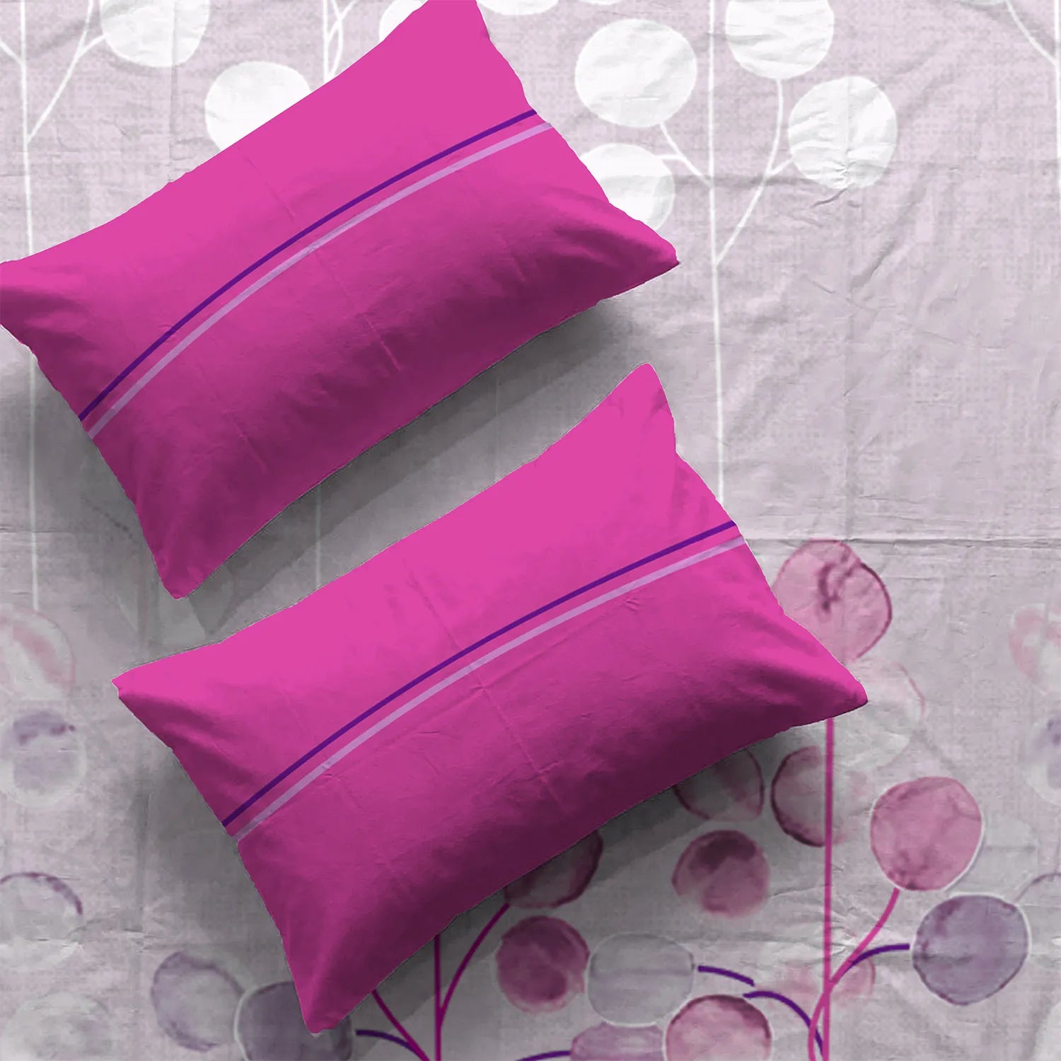 Divine Collection - Cotton Bedsheet With 2 Pillow Covers, Mars Purple