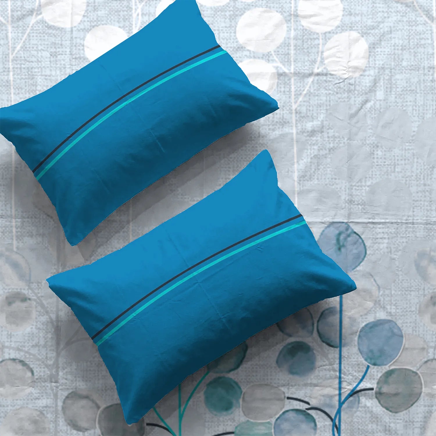 Divine Collection - Cotton Bedsheet With 2 Pillow Covers, Mars Turquoise