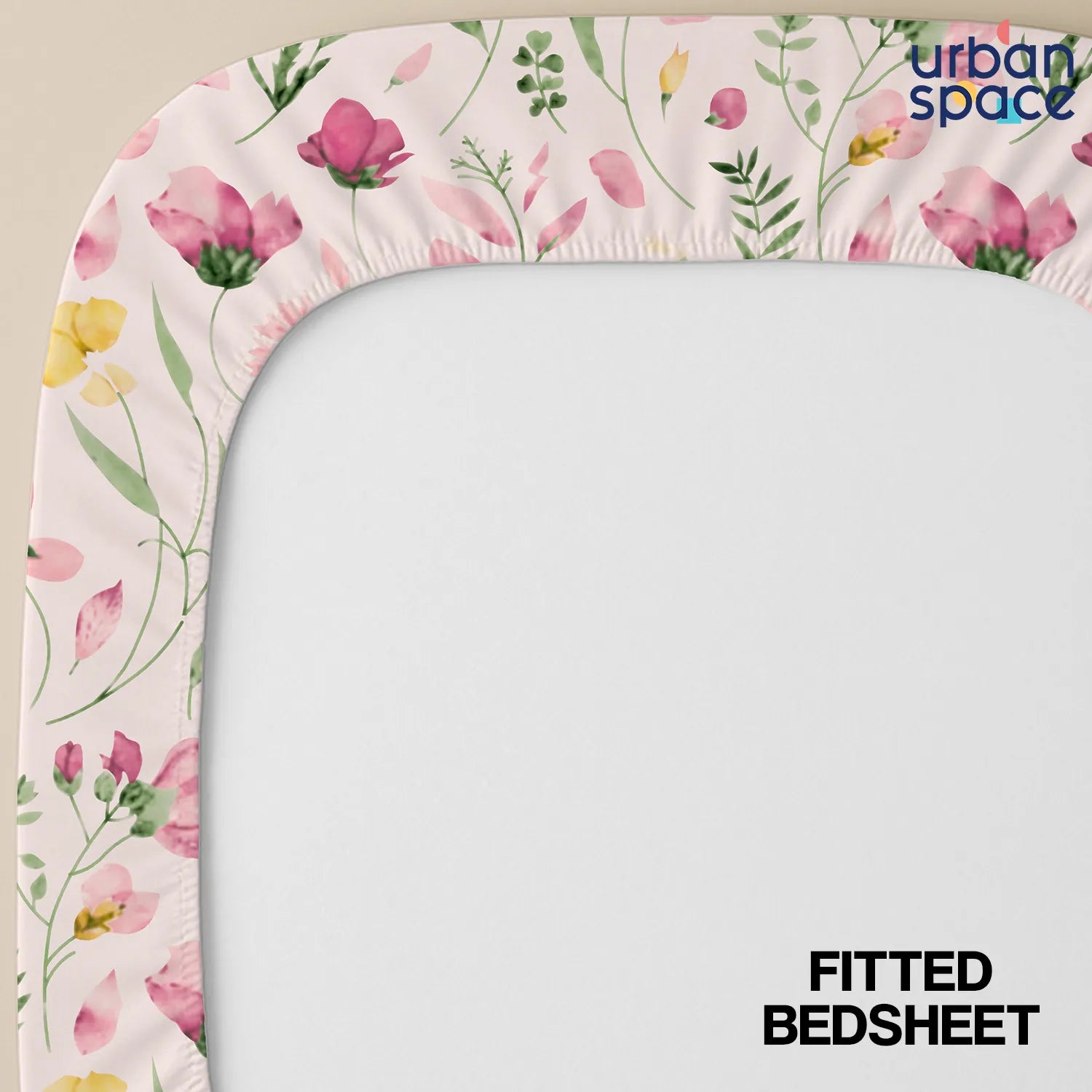 Fitted King Size Cotton Bedsheet - Meadows Rose Pink