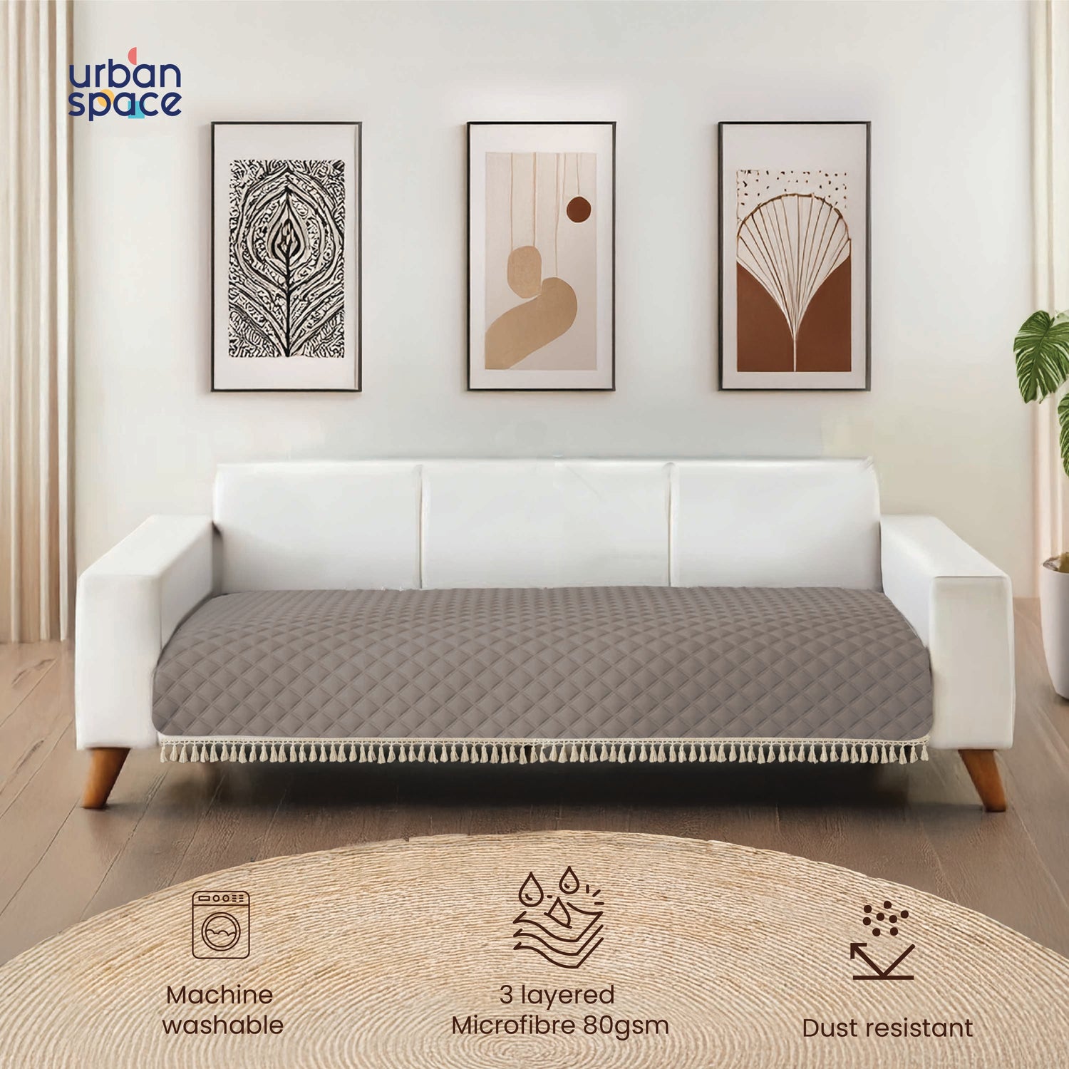 Anti Skid Quilted Sofa Mats, Mocha Brown