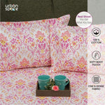 Regal Collection - Breathable 200 TC 100% Pure Cotton Single Bedsheet with Pillow Cover, Mughal Garden-Peach