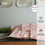 Fitted King Size Cotton Bedsheet - Mughal Garden-Peach
