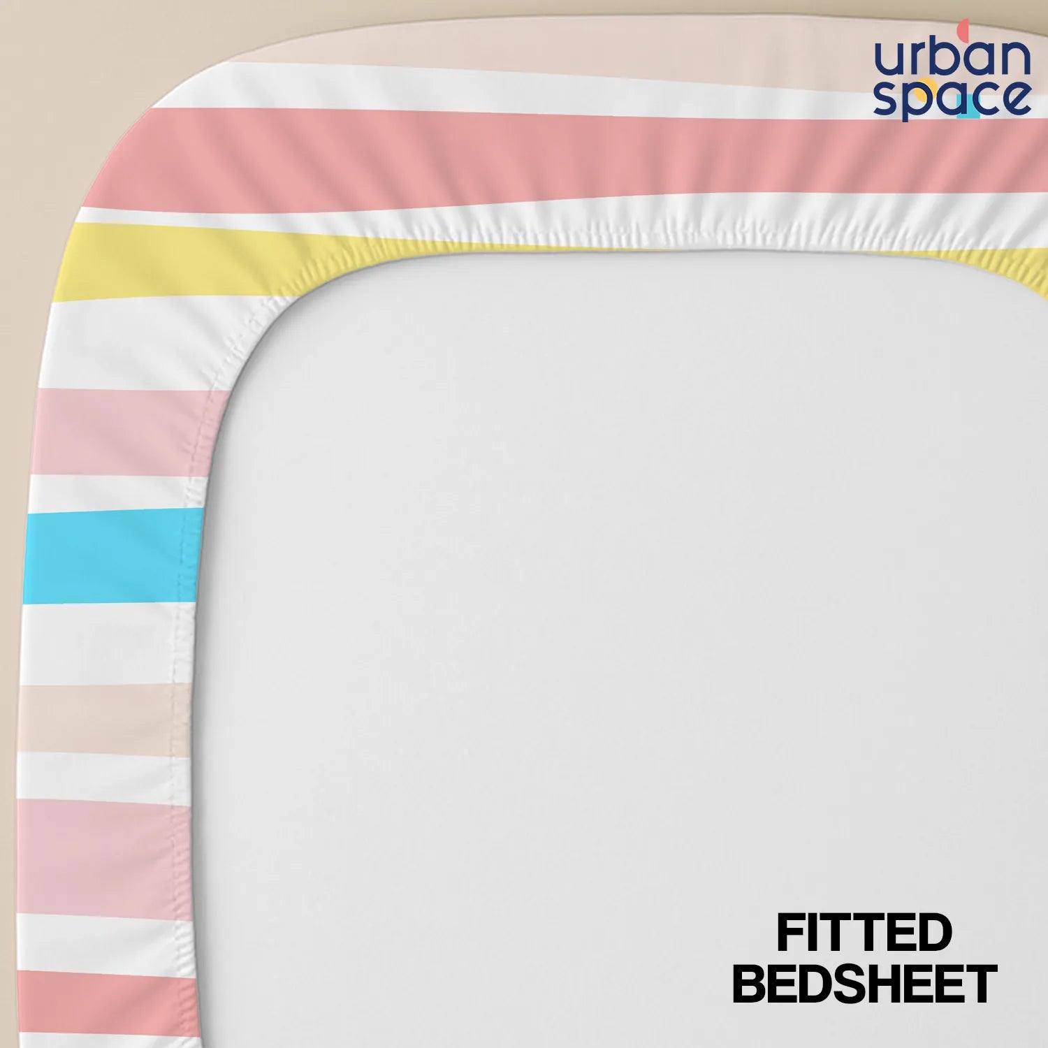 Serene Collection - Breathable 200 TC 100% Pure Cotton Bedsheet with Pillow Cover, MultiColour Stripes-Pastel