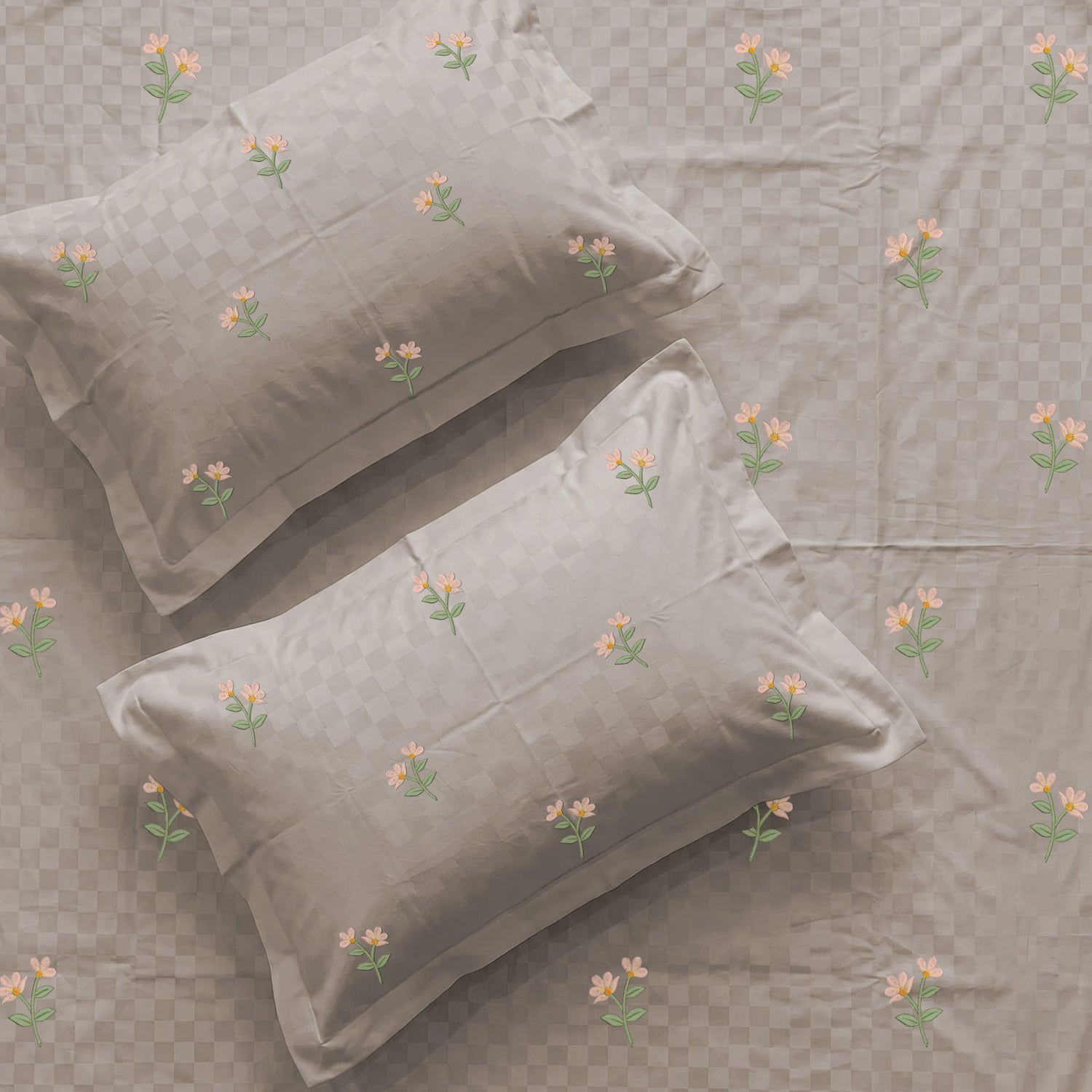 300 TC Super Soft King Bedsheet, Premium Embroidery Bedsheet - Neerja Soft Brown