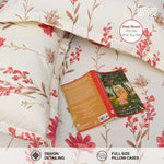 Serene 200 TC 100% Cotton Single Bedsheet with Pillow Covers - Orchid Blooms - Pink