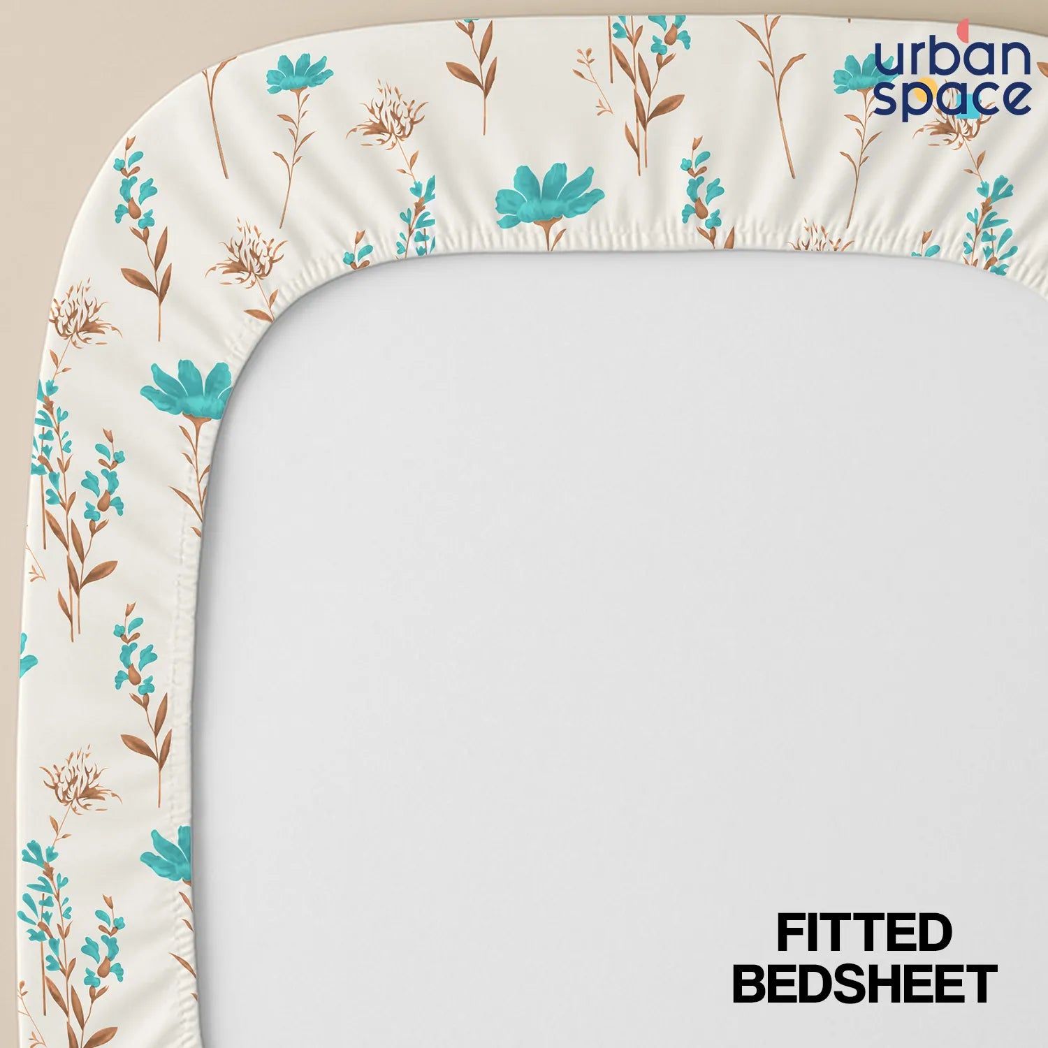 Serene 200 TC 100% Cotton Bedsheet with Pillow Covers - Orchid Blooms - Turquoise