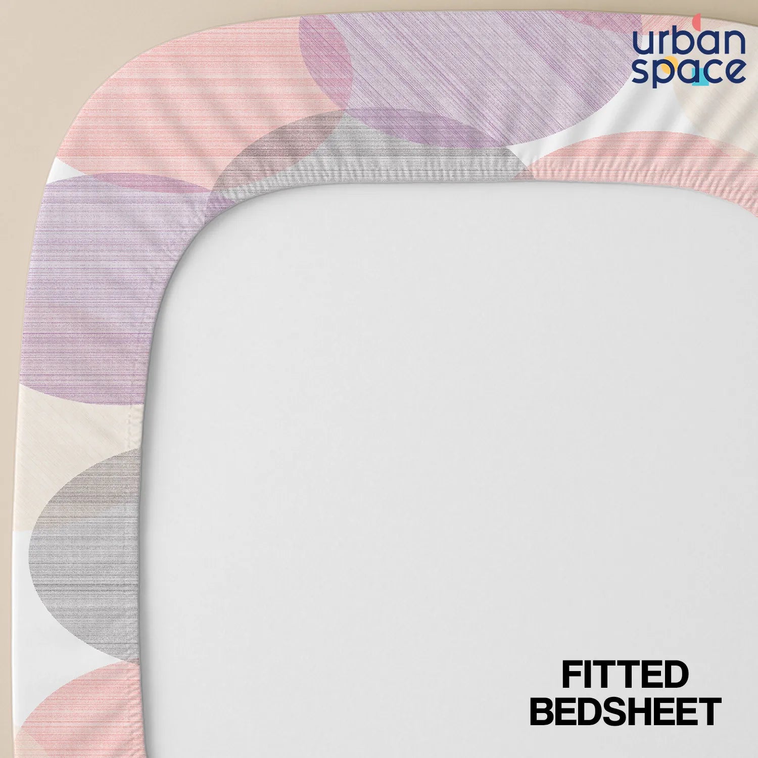 Serene 200 TC 100% Cotton Printed Bedsheet with Pillow Covers - Oval Pink