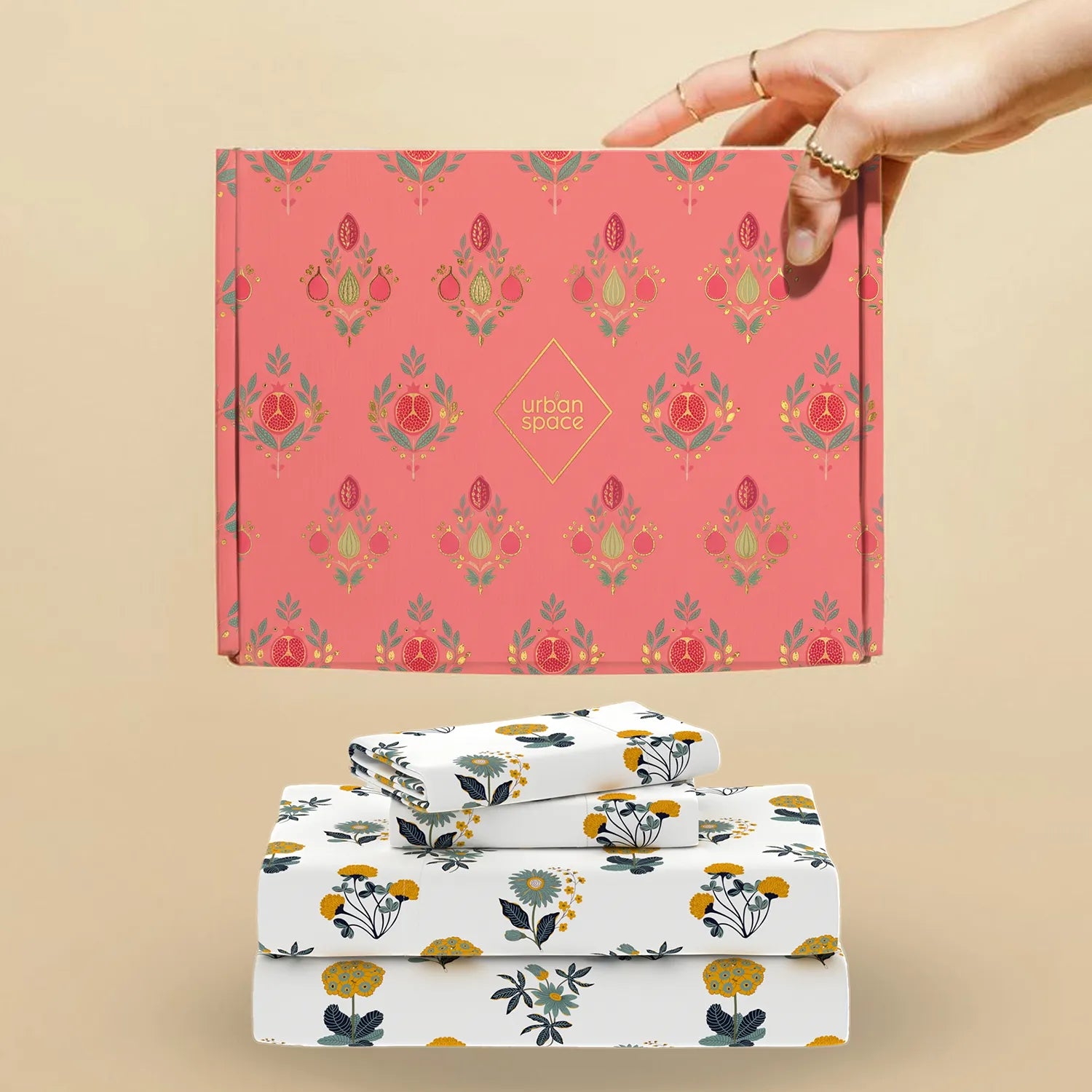 200 TC 100% Cotton Bedsheet Set in Gift Box - Radiance White