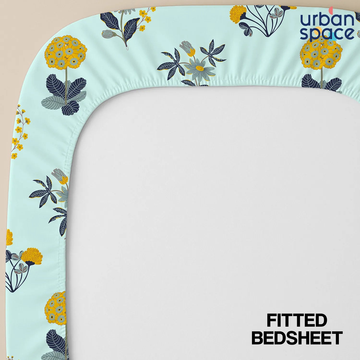 Fitted King Size Cotton Bedsheet - Radiance Sky Blue