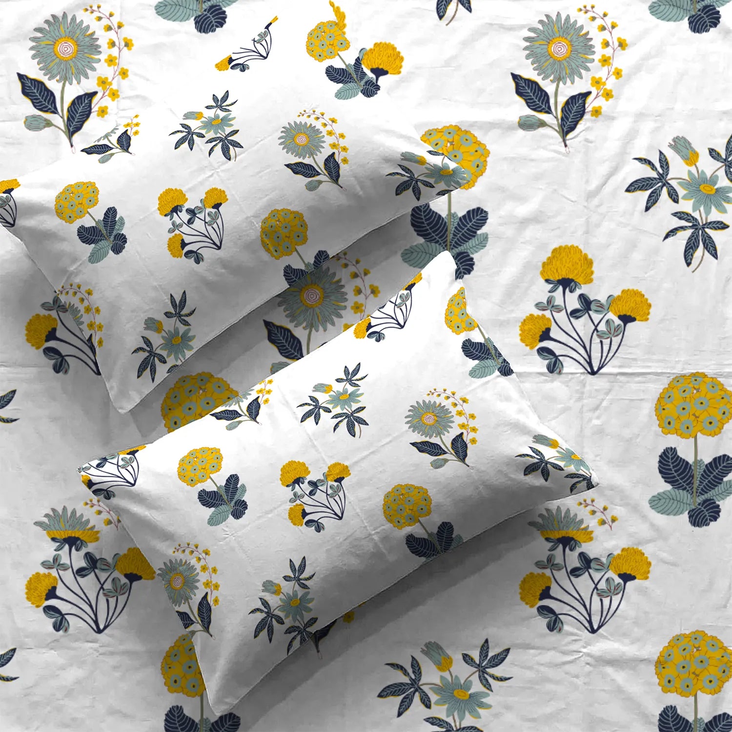 Serene 200 TC 100% Cotton Bedsheet with Pillow Covers - Radiance White