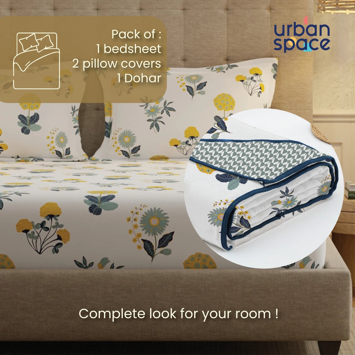 Cotton Bedsheet + AC Cotton Dohar Combo Pack - Radiance White