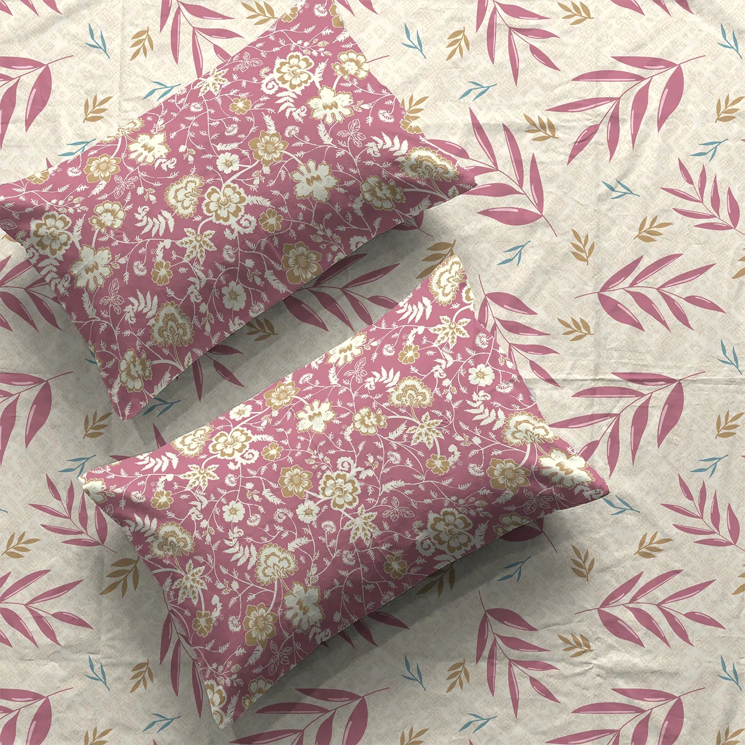 Divine Collection - Cotton Bedsheet With 2 Pillow Covers, Raina Mauve