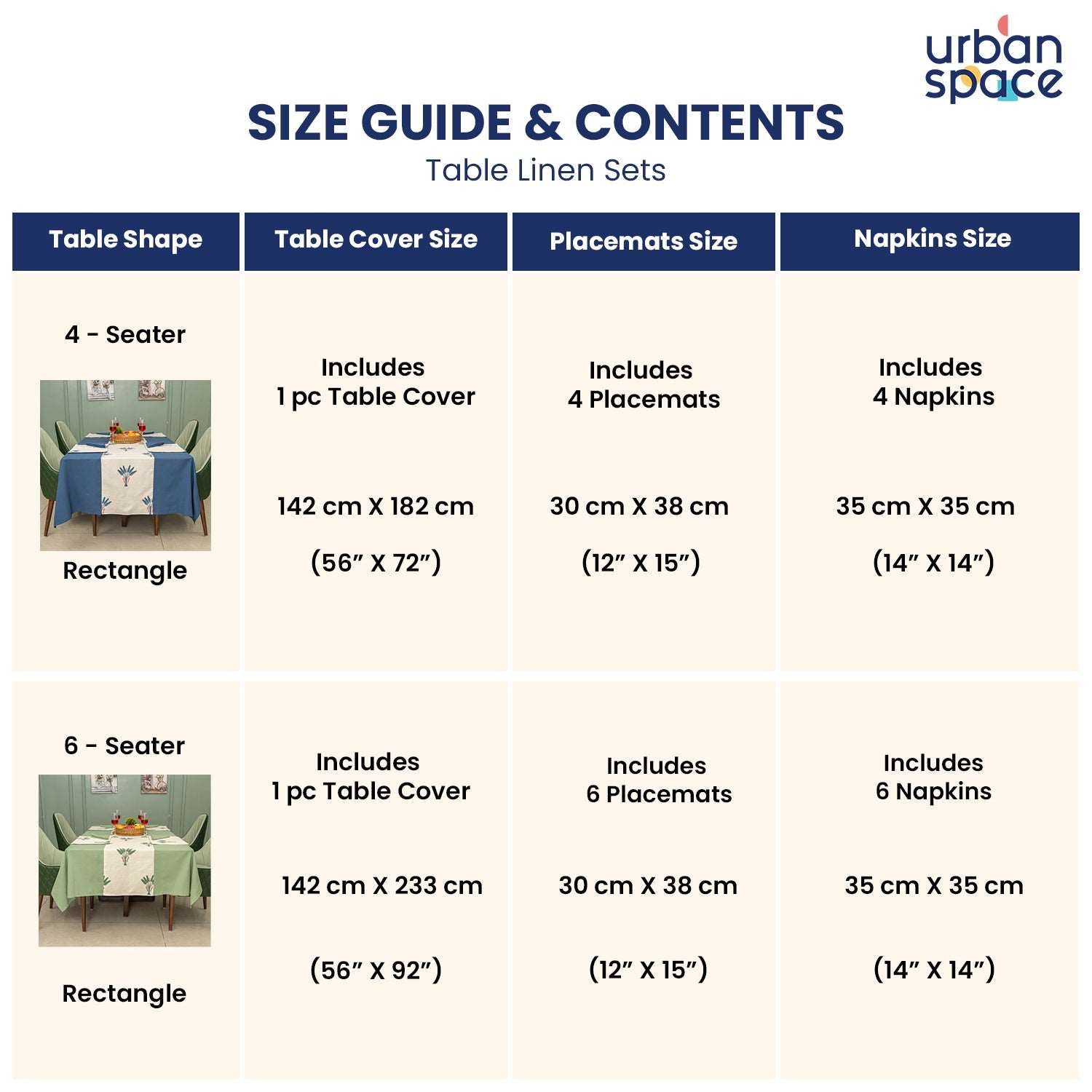 100% Cotton Dining table cover Combo - 1 Table Cloth with Reversible Placemats and Matching solid-colored Napkins - Palm Lagoon Indigo