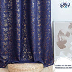 Gold Foil Printed 80-85% Blackout Curtains-  Pack of 1 Curtain - Sparkle - Navy Blue