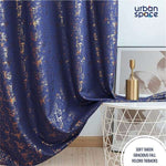 Gold Foil Printed 80-85% Blackout Curtains-  Pack of 1 Curtain - Sparkle - Navy Blue