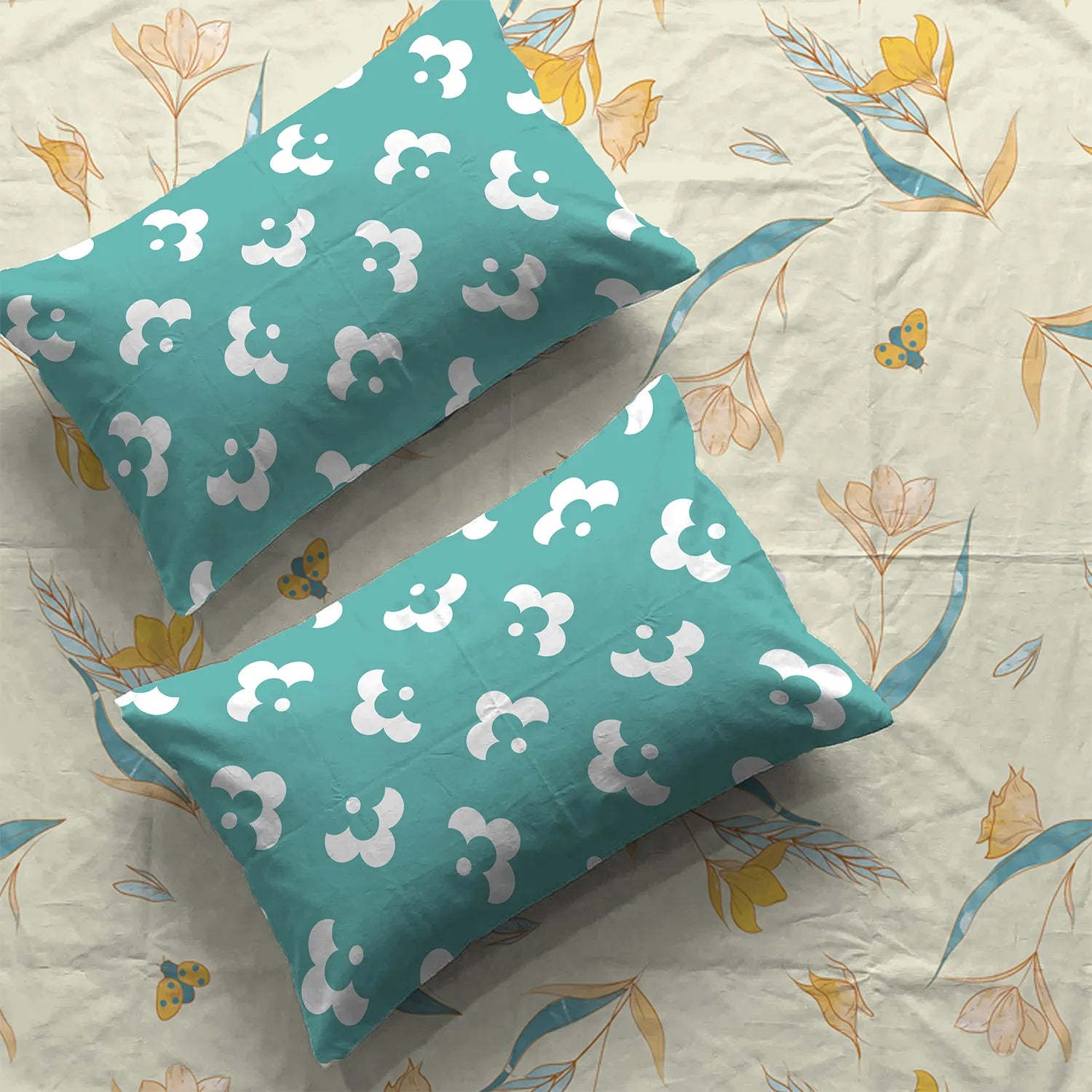 Divine Collection - Cotton Bedsheet With 2 Pillow Covers, Sprinkle Buttercream