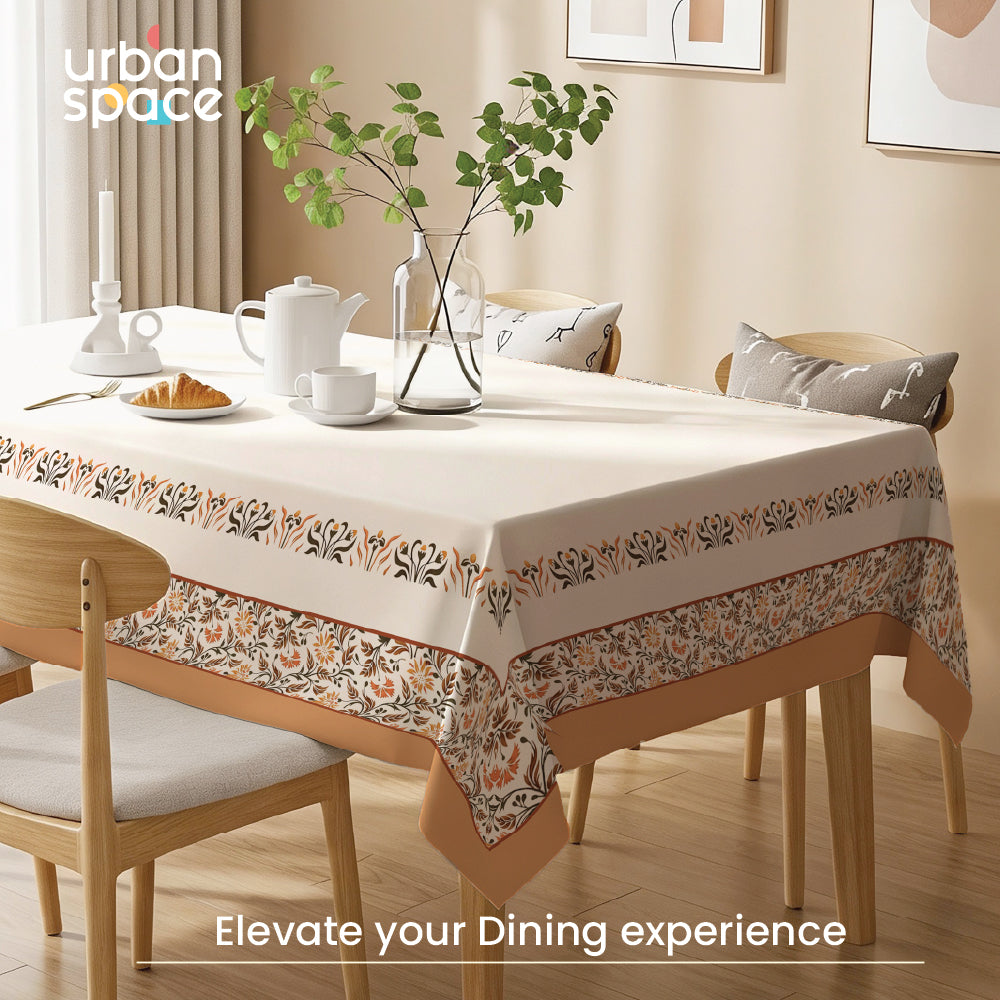 Sicilia Anti Skid & Water Resistant Linen Textured Premium Table Cover For Dining Table - Still Morning