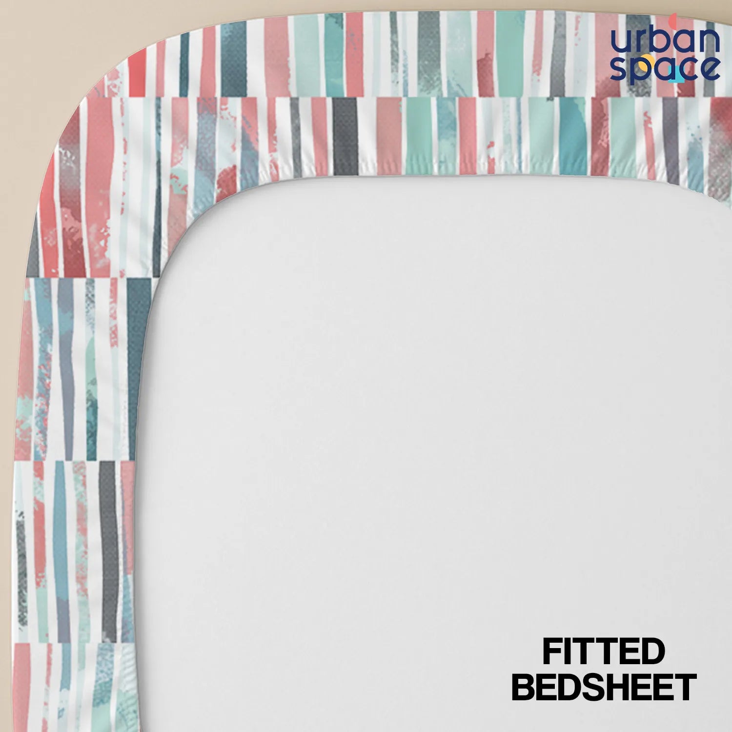 Divine Collection - 144 TC 100%  Cotton Double Bedsheet with 2 Pillow Covers, Stripes Pink