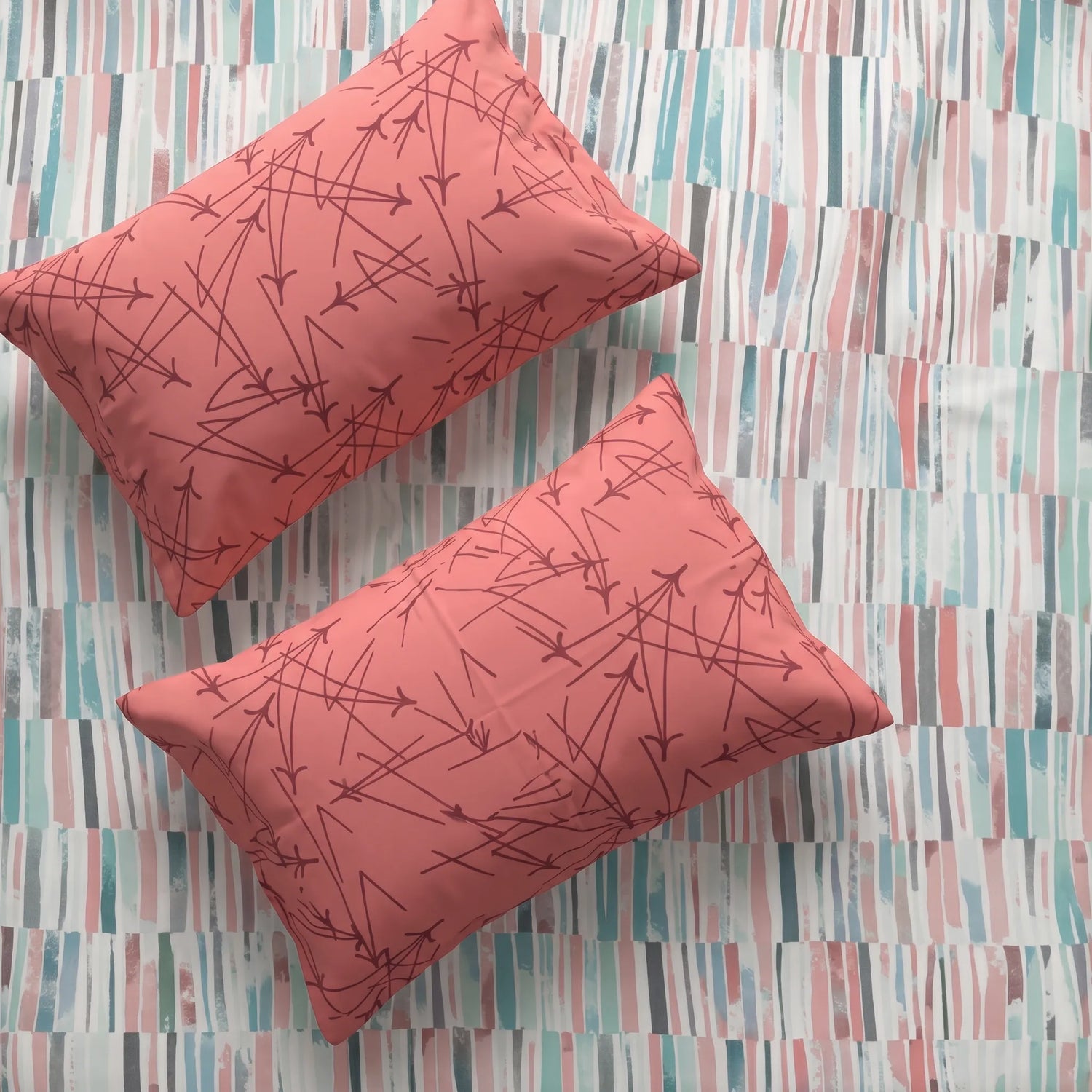 Divine Collection - Cotton Bedsheet With 2 Pillow Covers, Stripes Pink