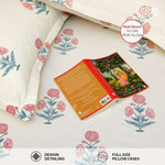 Serene 200 TC 100% Cotton Single Bedsheet with Pillow Covers - Sunflower - Pomegranate Pink