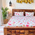 Divine - 100%  Cotton Double Bedsheet with 2 Pillow Covers - Floret White & red