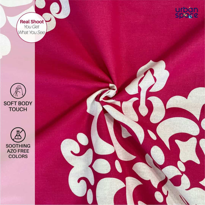 Divine - 100%  Cotton Double Bedsheet with 2 Pillow Covers - Half & Half Paradise Pink