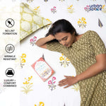 Fitted King Size Cotton Bedsheet - High Garden Yellow