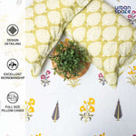 Fitted King Size Cotton Bedsheet - High Garden Yellow
