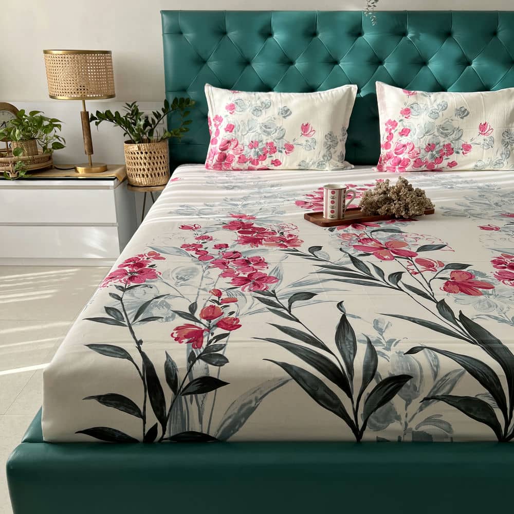 Cotton Bedsheet + AC Blanket Combo Pack - (Combo 17 - Majestic Pink and Grey + Tokyo)