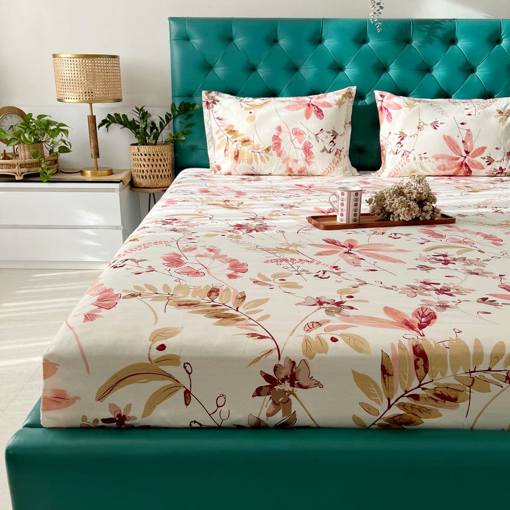 Cotton Bedsheet + AC Blanket Combo Pack - (Combo 18 - Floral feast Peach and Brown + Mexico)