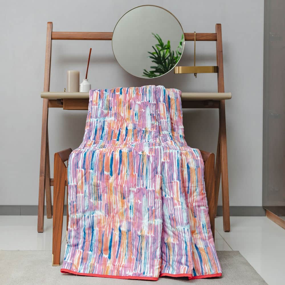 Rose Pink Cotton Double Bedsheet and AC Blanket Combo pack