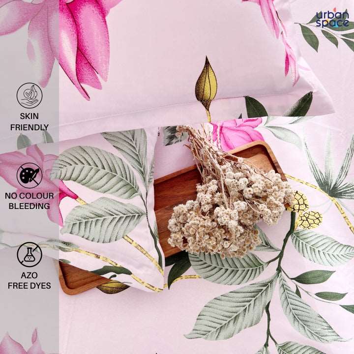 Fitted King Size Cotton Bedsheet - Bloom Ray Pink